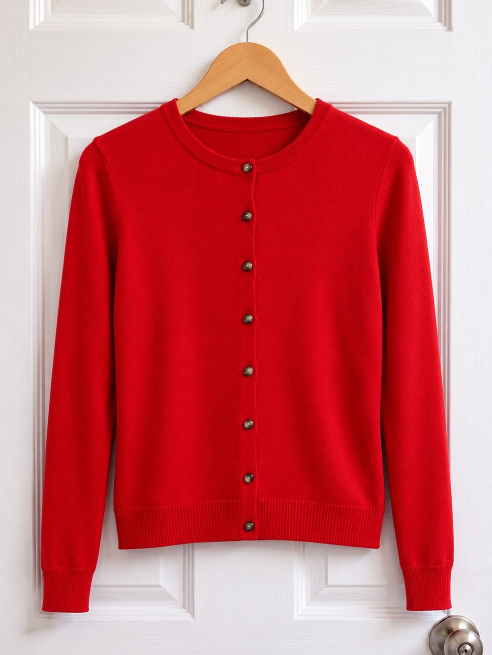 GAP Red Button-Front Crewneck Cardigan Sz S